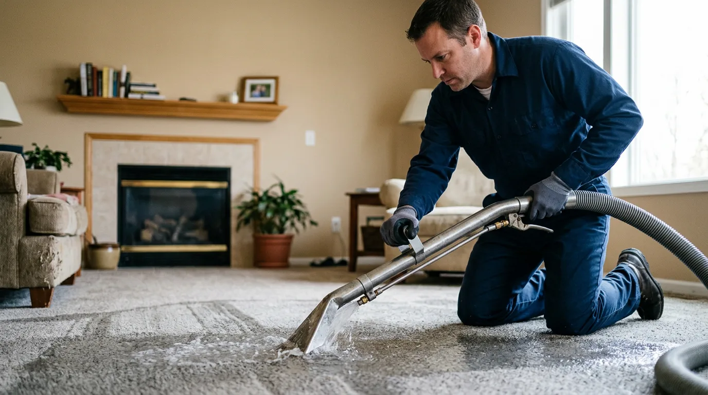 Water damage restoration technician working near Maynard, MN